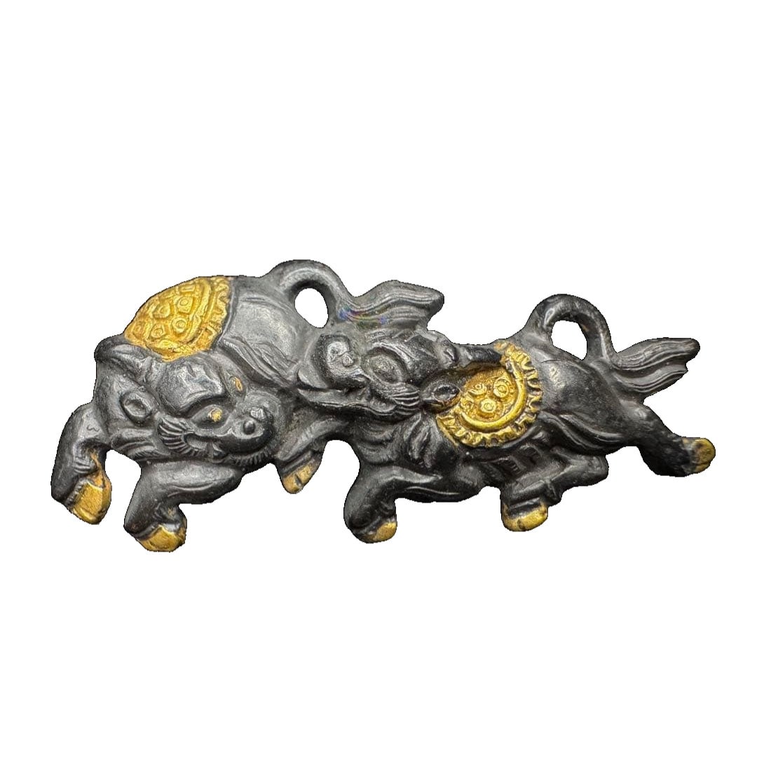 "Qilin Painting" by Mokuan, Shakudo, Japanese Sword Mountings, Antique, Asian Art, Edo Period: "Qilin Painting" by Mokuan, Shakudo, Japanese Sword, Sword Fittings, Antique, Asian Art, Edo Period