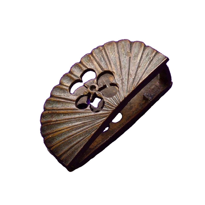 Sword fittings, edge fittings, fan openwork carving, family crest style decoration, antique work, (1 of 11)