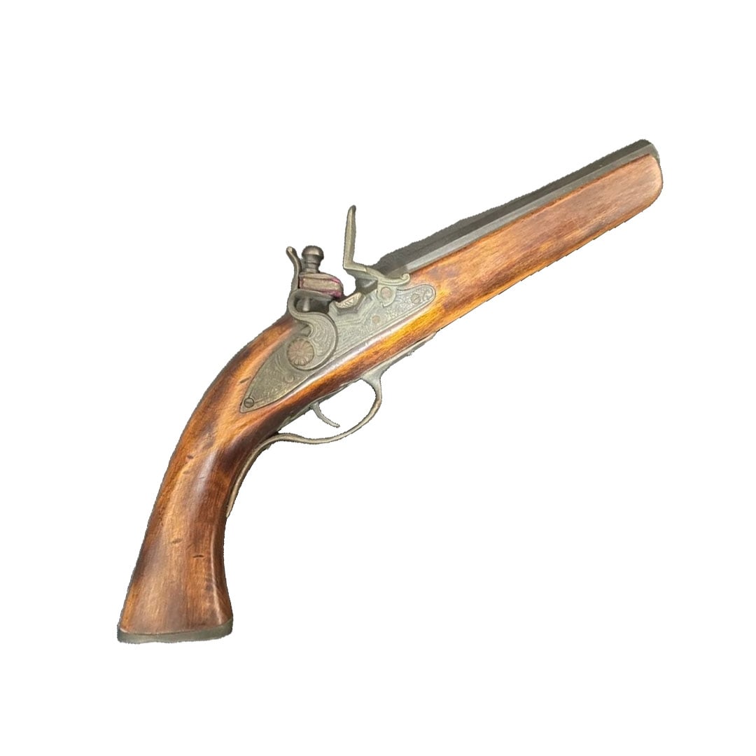 Flintlock Pistol with Wooden Grip: Flintlock Pistol with Wooden Grip