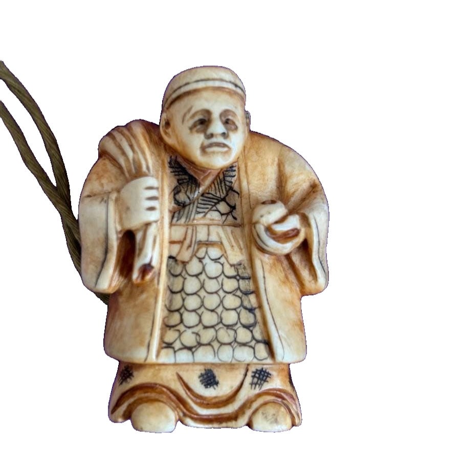 Lucky Charm Netsuke: Jurojin, Immortal, Seven Lucky Gods, Longevity, Good Fortune (1 of 6)