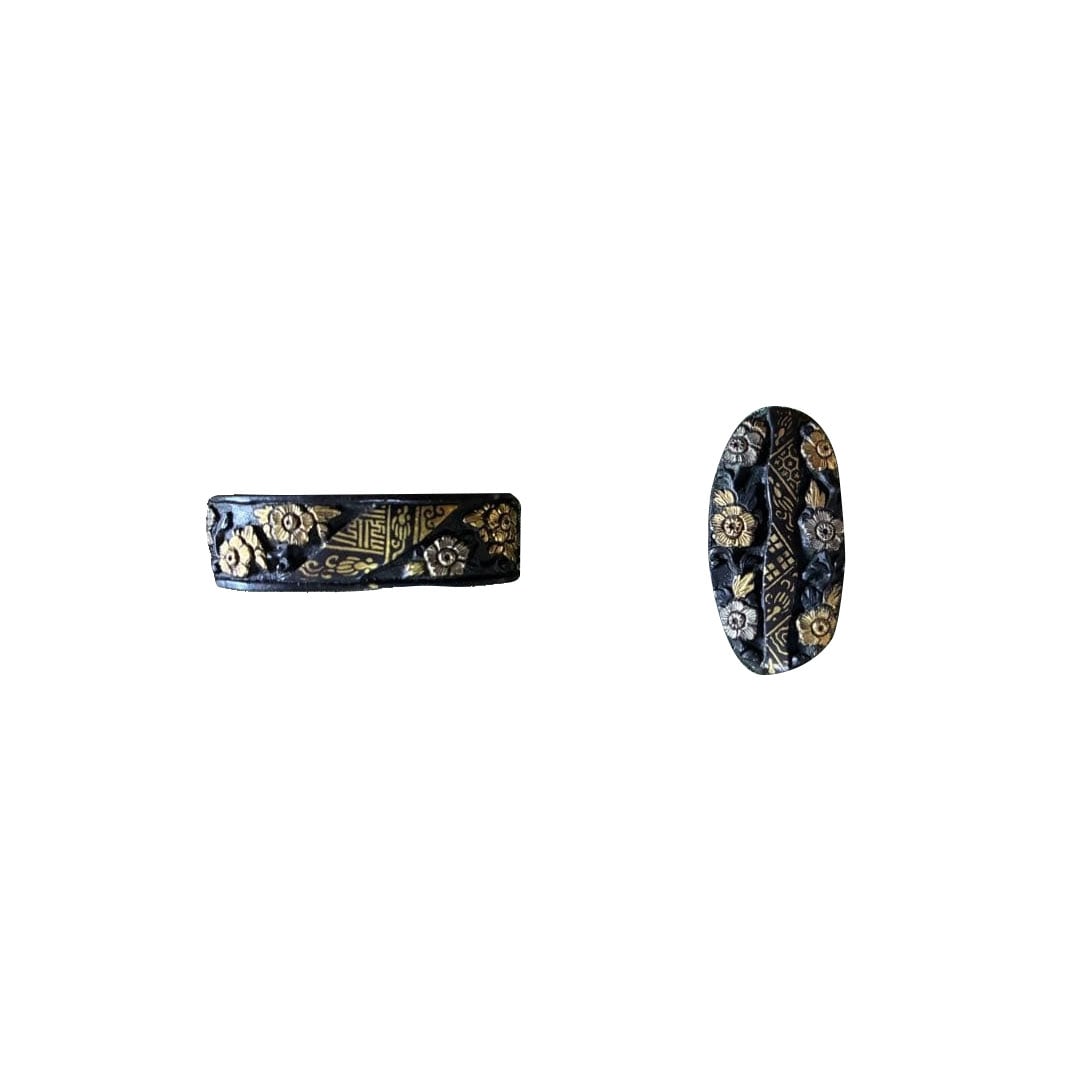 Mino Metalwork High Relief Gold and Silver Peony Inlay (1 of 9)