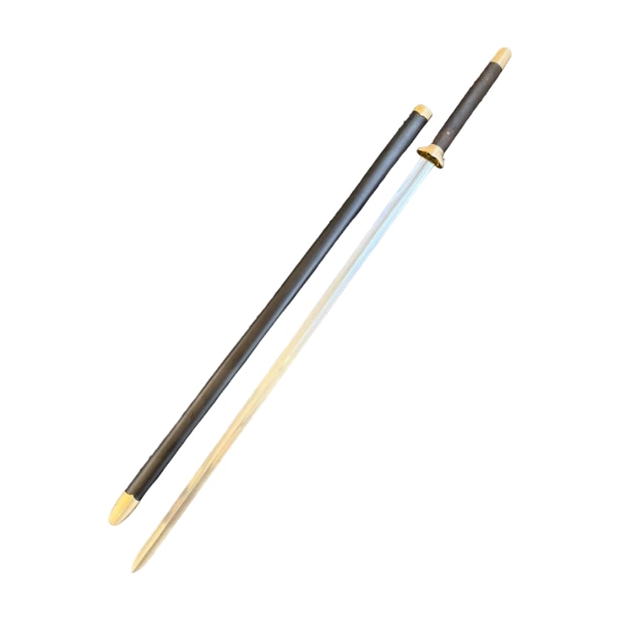 Ribbed Double-Handed Sword with Brass Fittings, Replica Sword, Martial Arts Equipment, Sword: Ribbed Double-Handed Sword with Brass Sword Mountings, Replica Sword, Martial Arts Equipment, Sword Fittings, Martial Arts Health Method, Decorative Piece The items in this store are replica swords an