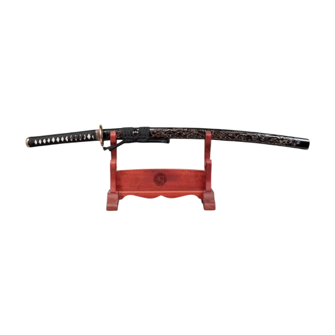 Ink Dragon Samurai Sword, Armory, Sword Mountings, Japanese Sword, Replica Sword, High-Grade Copper: Ink Dragon Katana, Martial Arts Equipment, Sword Mountings, Japanese Sword, Replica Sword, High-Grade Copper Mountings, Decorative Piece The blade is made of special alloy and is unsharpened. Total le
