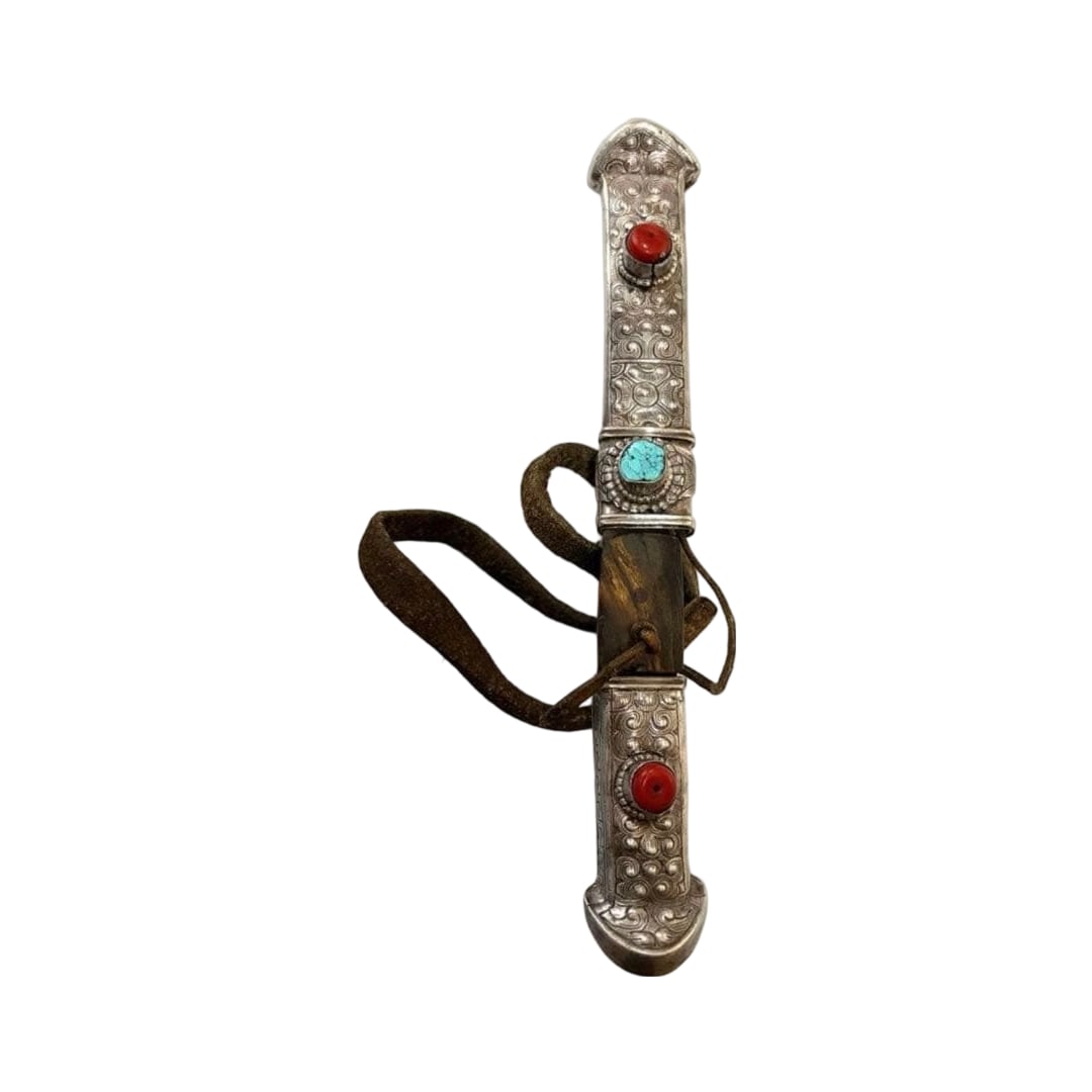 Tibetan Short Sword Antique Weaponry Silver Large Antique (1 of 10)