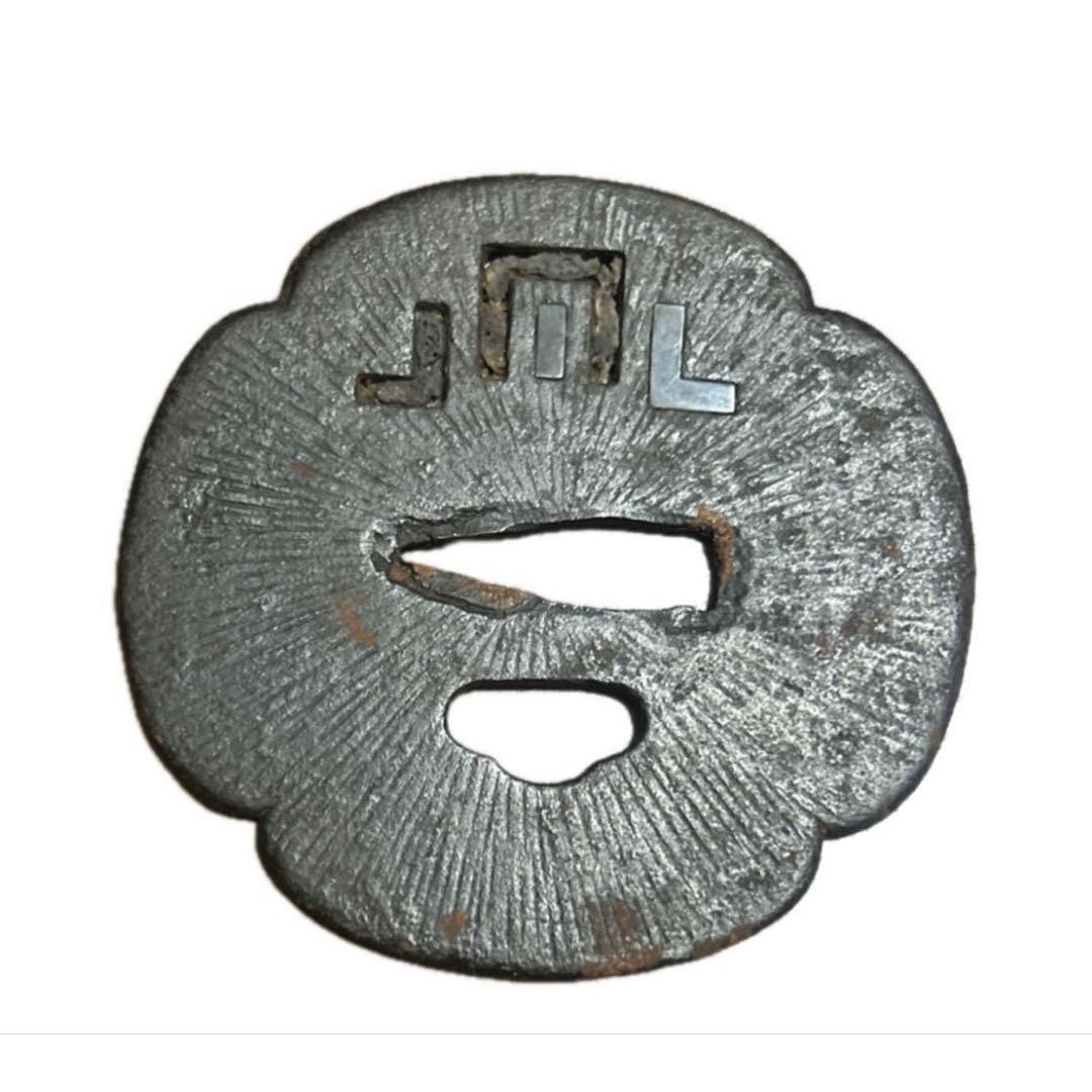Edo period sword fittings, tsuba, iron base inlay, antique Japanese sword, samurai, fuchi-kashira. (1 of 5)