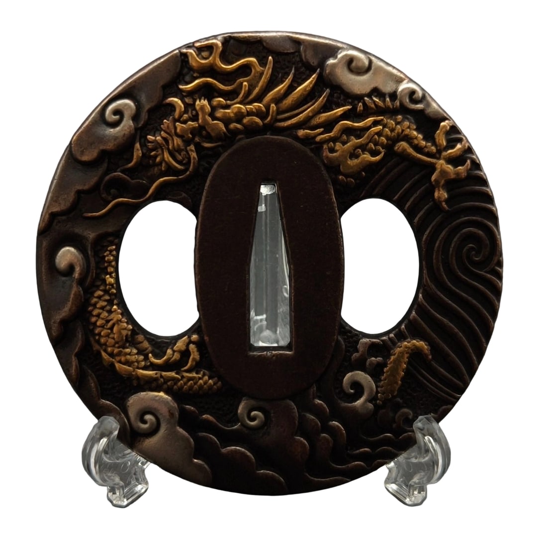 Tsuba with Sea Dragon Motif DHT22, Bronze Base, Fine Workmanship (1 of 7)