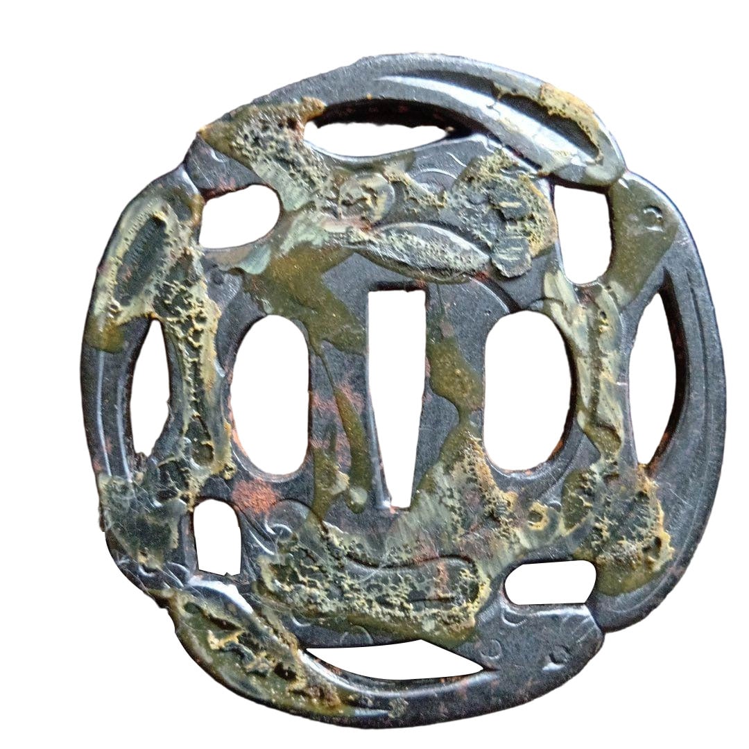Tsuba, Iron Base, Japanese Sword Fitting, Openwork Carving (1 of 4)