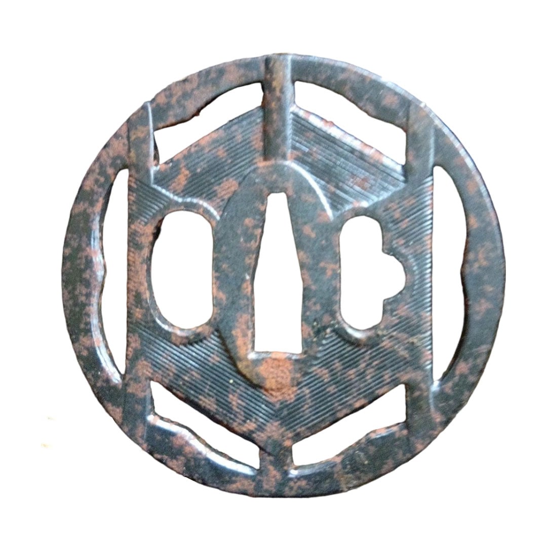 Tsuba, iron ground, openwork carving, Japanese sword fittings. (1 of 4)