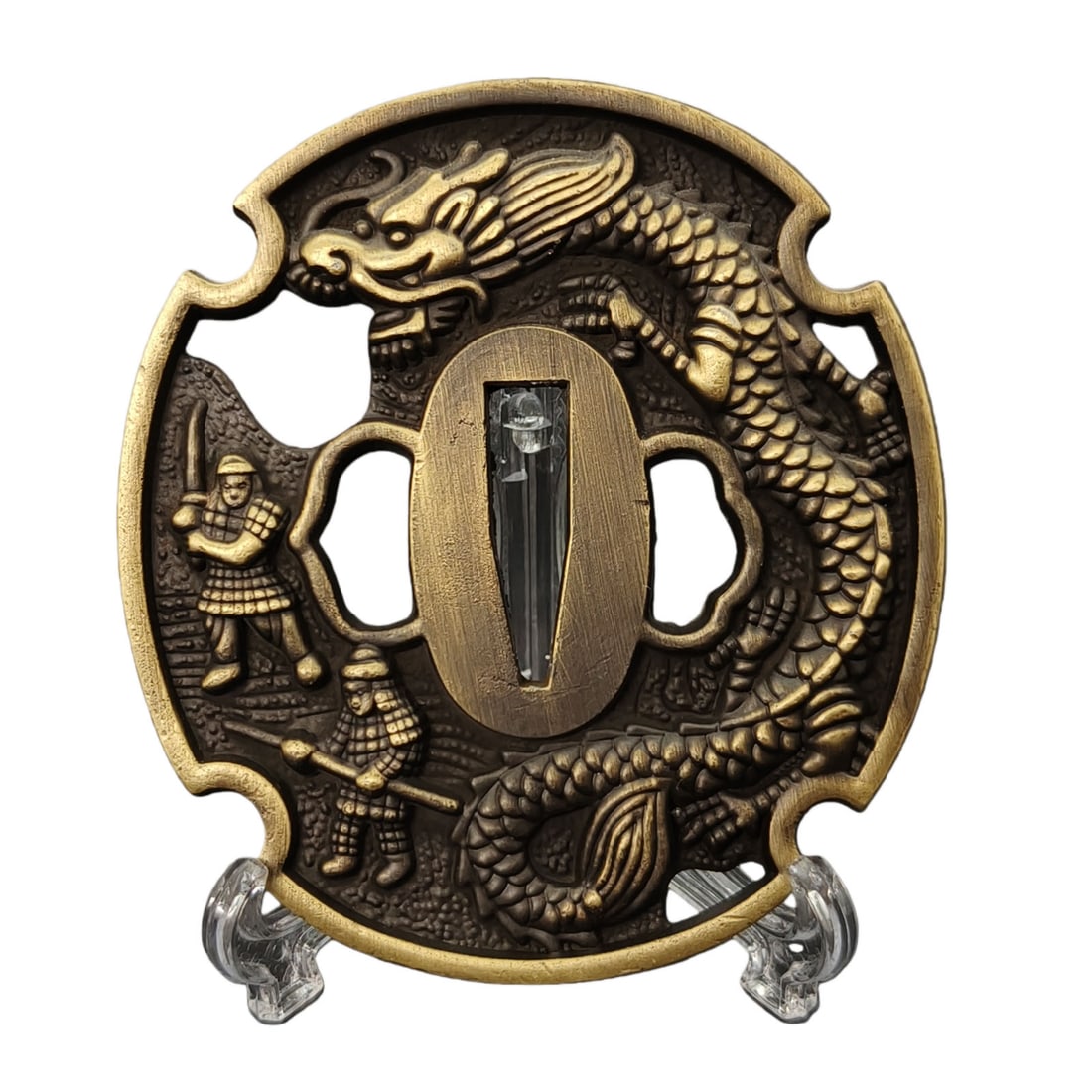 Tsuba with Sea Dragon Motif, Alloy, Fine Craftsmanship (1 of 3)