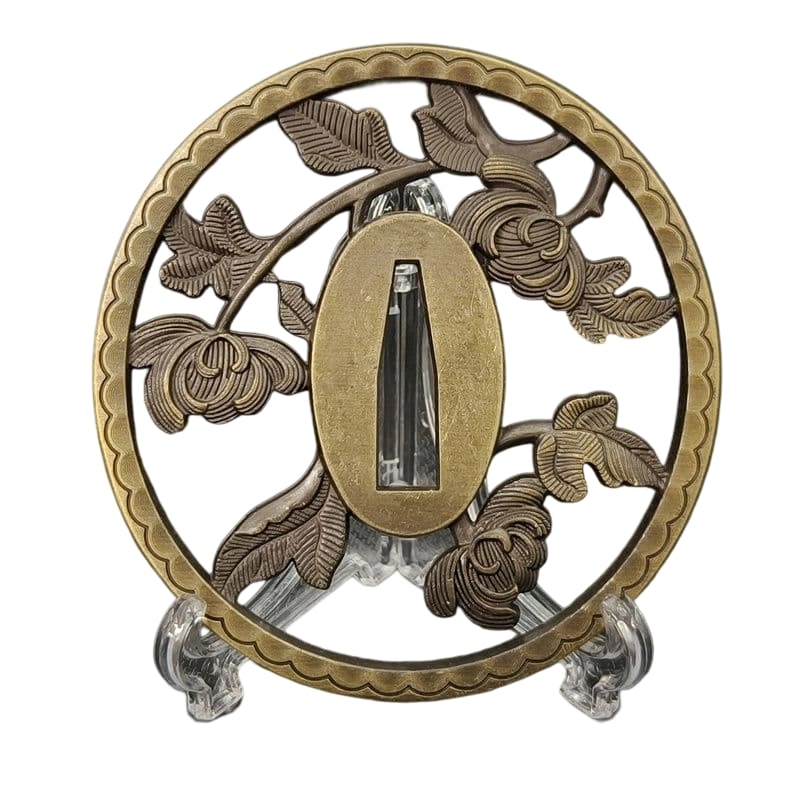 Tsuba with Chrysanthemum Design, Alloy, Modern Piece (1 of 7)