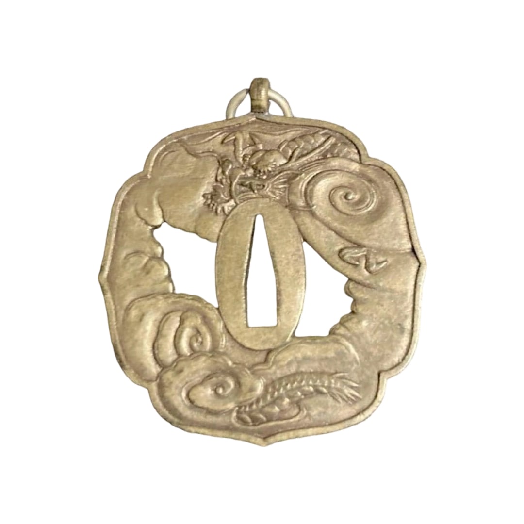 Dai Nippon Yubenkai Kodansha Kodan Club Medal Tsuba of a Small Sword Dragon Motif Cloud Pattern (1 of 3)