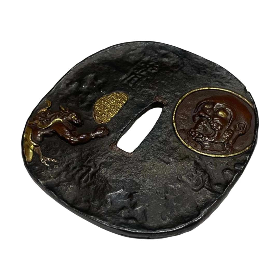 Blade: "Oni and Onmyoji" Inscription: Minamoto Nagatsune Snow Mountain Iron Ground Inlay (1 of 8)