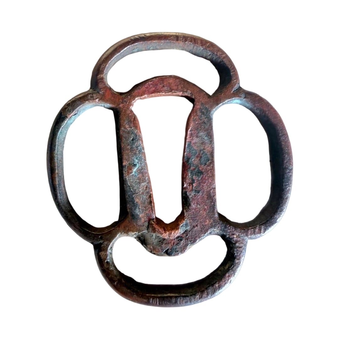 Sword Fittings, Kashira, One Piece, Form of Strong Fortune: Tosogu Koshirae: One Piece, Form of Strong Fortune This is a piece of tosogu koshirae, measuring 5.3 mm x 4.8 mm in length, 42 mm x 40 mm in width, with a thickness of approximately 5 mm, and a weight