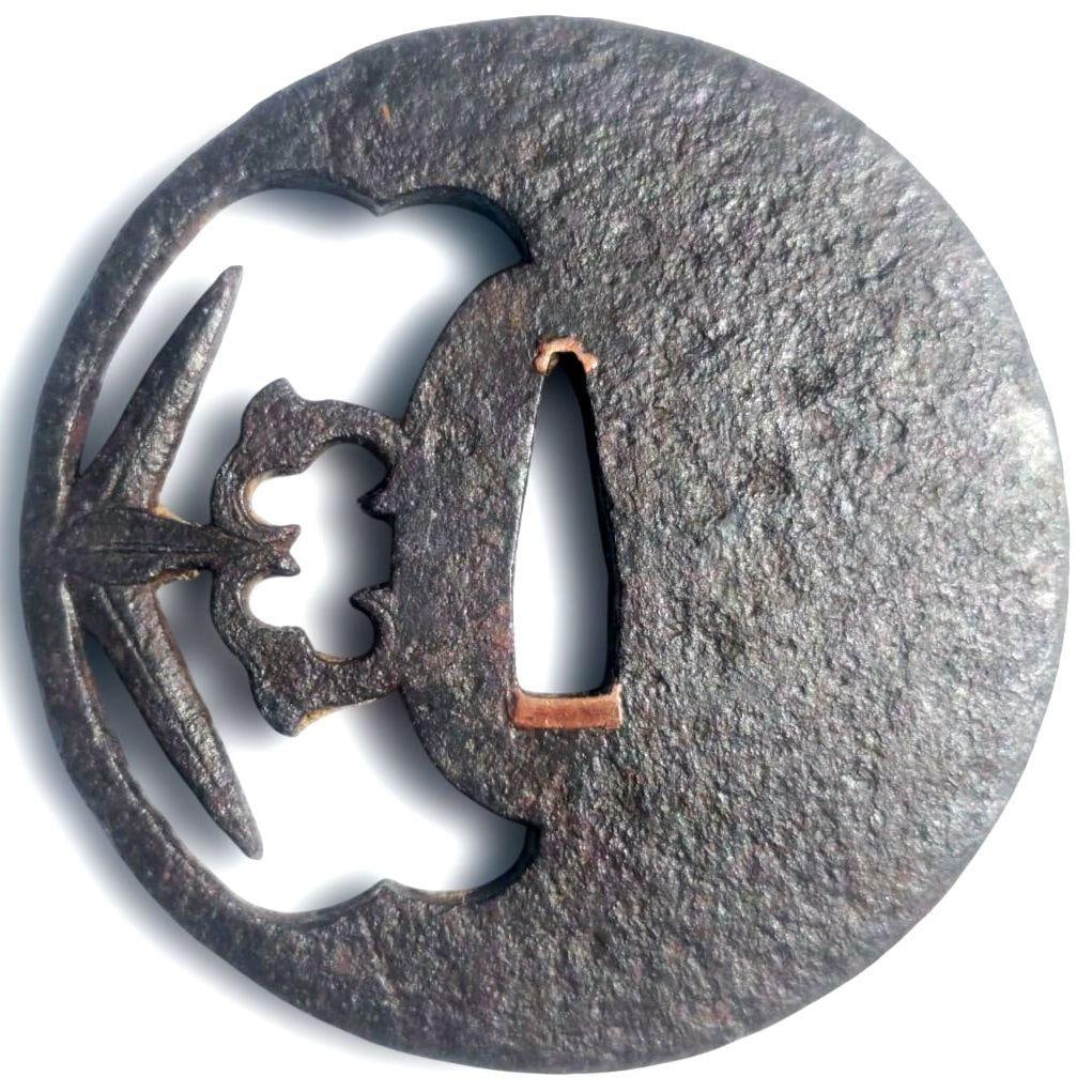 Iron Tsuba, Bamboo Grass Openwork Carving, Sword Fittings, Japanese Sword (1 of 4)