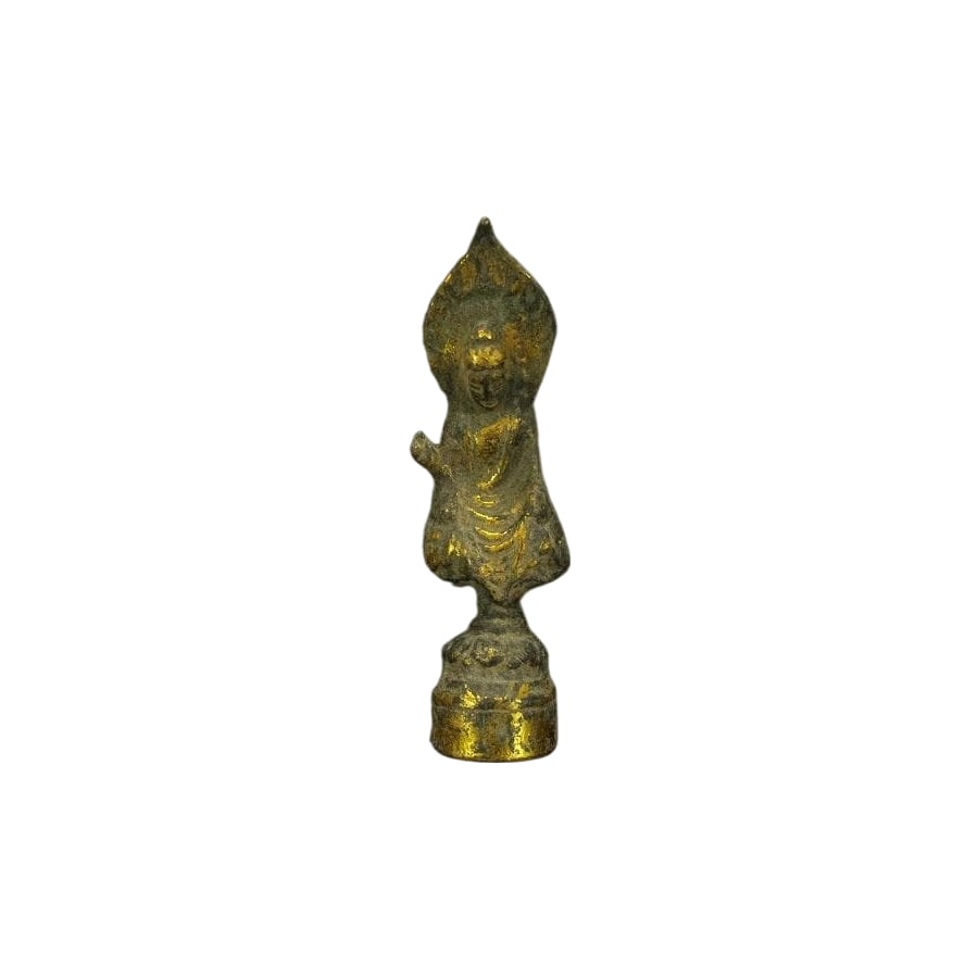Buddhist Art: Gilt Seated Figure of the Tathagata: Buddhist Art Gilt Seated Buddha Figure Dimensions: 3.3cm x 3.1cm Height: 10.5cm