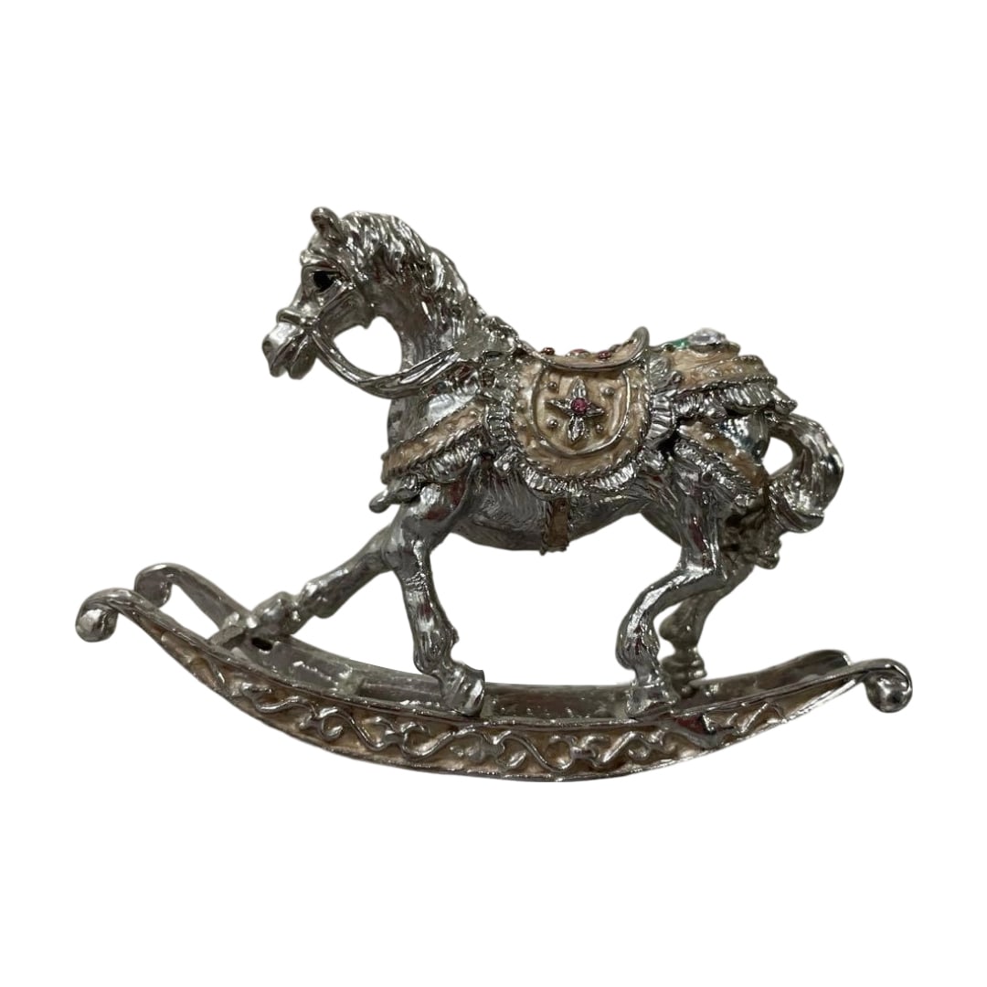Classic Ornament: Silver Rocking Horse, Vintage Silver Trinket Box, Horse: Classic Ornament: Silver Rocking Horse Vintage Silver Trinket Box Horse Dimensions approximately 9x7x2 cm As it is made of iron, it has a slight weight. The horse's body can be separated by a magnet.