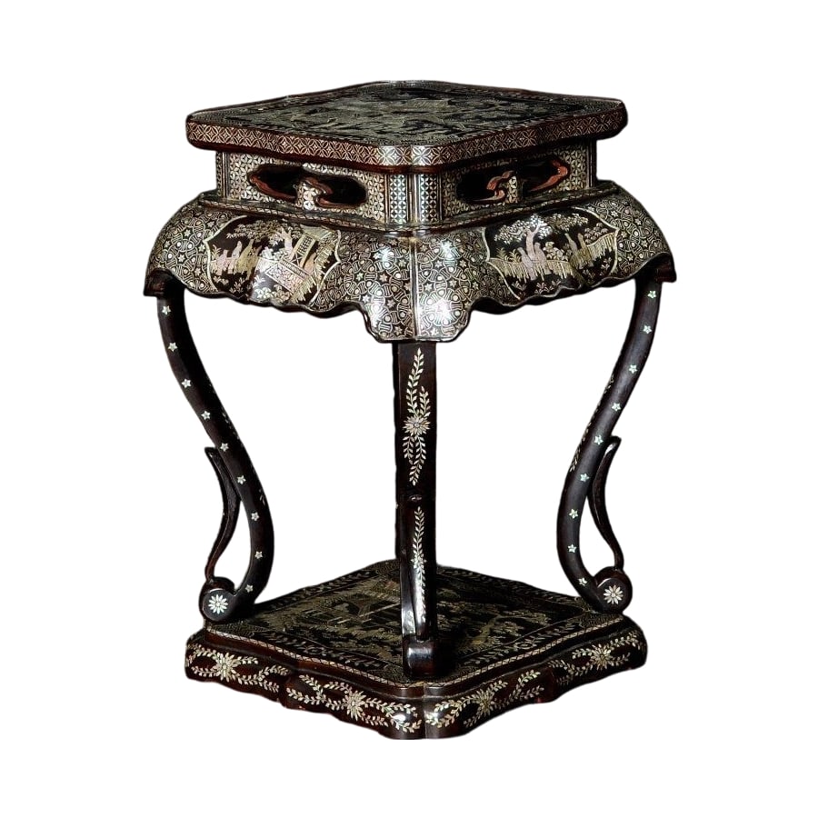 Chinese Antique Art: Tang Dynasty Style Fine Mother-of-Pearl Inlaid Table, High Table, with Box (1 of 11)