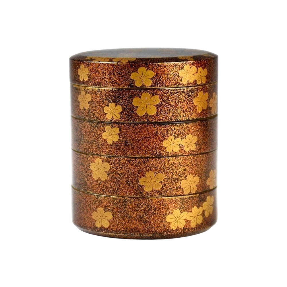 Antique Art: Incense Ceremony, Makie Cherry Blossom Design Stacked Incense Box with Case, Edo: Antique Art: Kodo (Incense Ceremony) Makie Sakura Design Stacked Incense Box with Case, Edo Period, Excellent Condition. Dimensions: Height 7cm, Width 6cm.