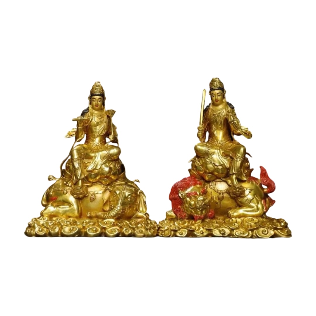 Former Collection: Manjushri Bodhisattva and Samantabhadra Bodhisattva, Gilt Bronze Statue (1 of 10)