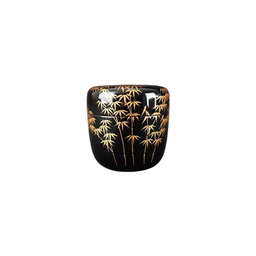 Unzai Chikurin Makie Natsume, Tomobako, Chadogu (Tea Ceremony Utensils): Unsei Bamboo Grove Makie Natsume with Tomobako Tea Ceremony Utensil Height 6.5cm Width 6.5cm Tomobako