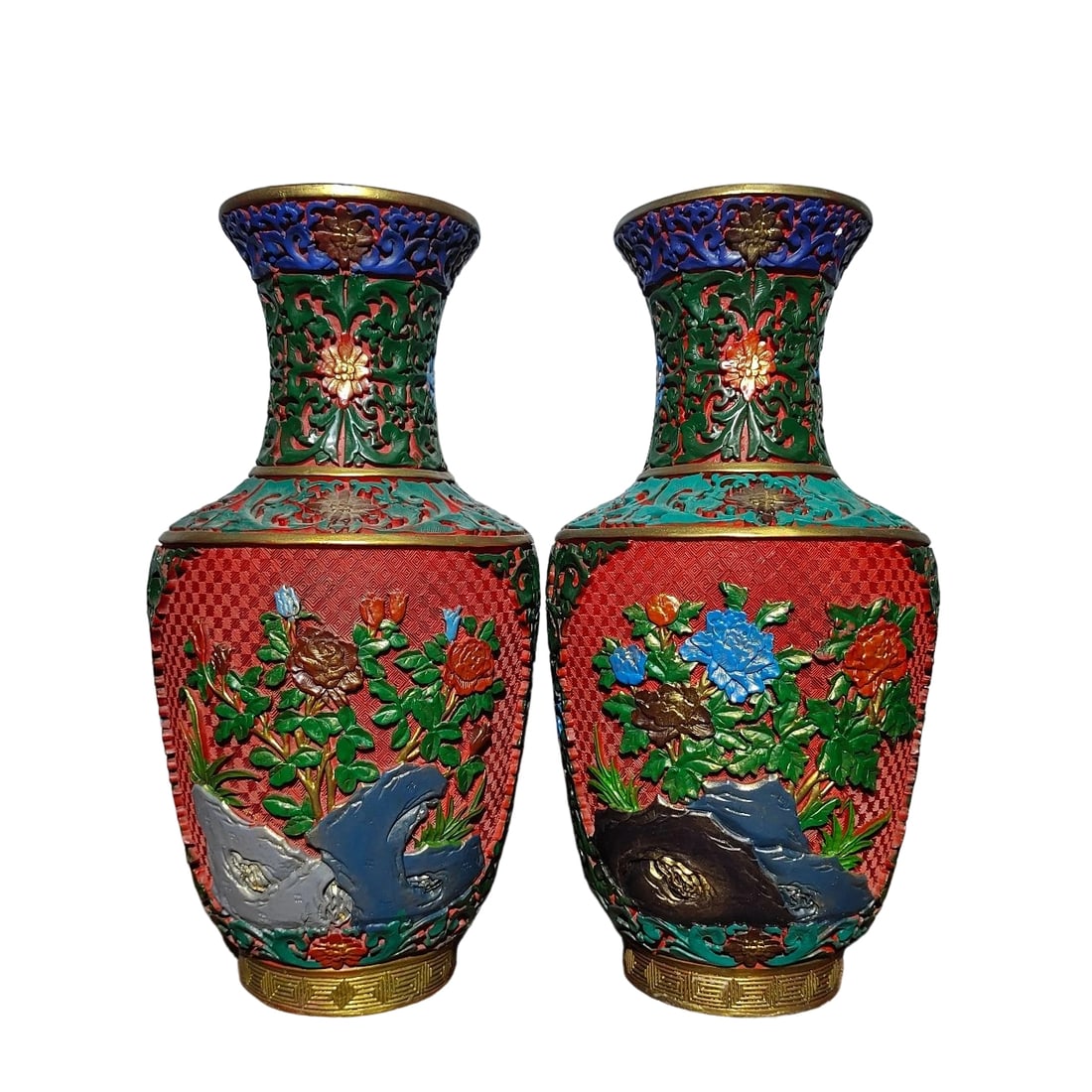 Carved Red Lacquer Floral Vase (1 of 10)