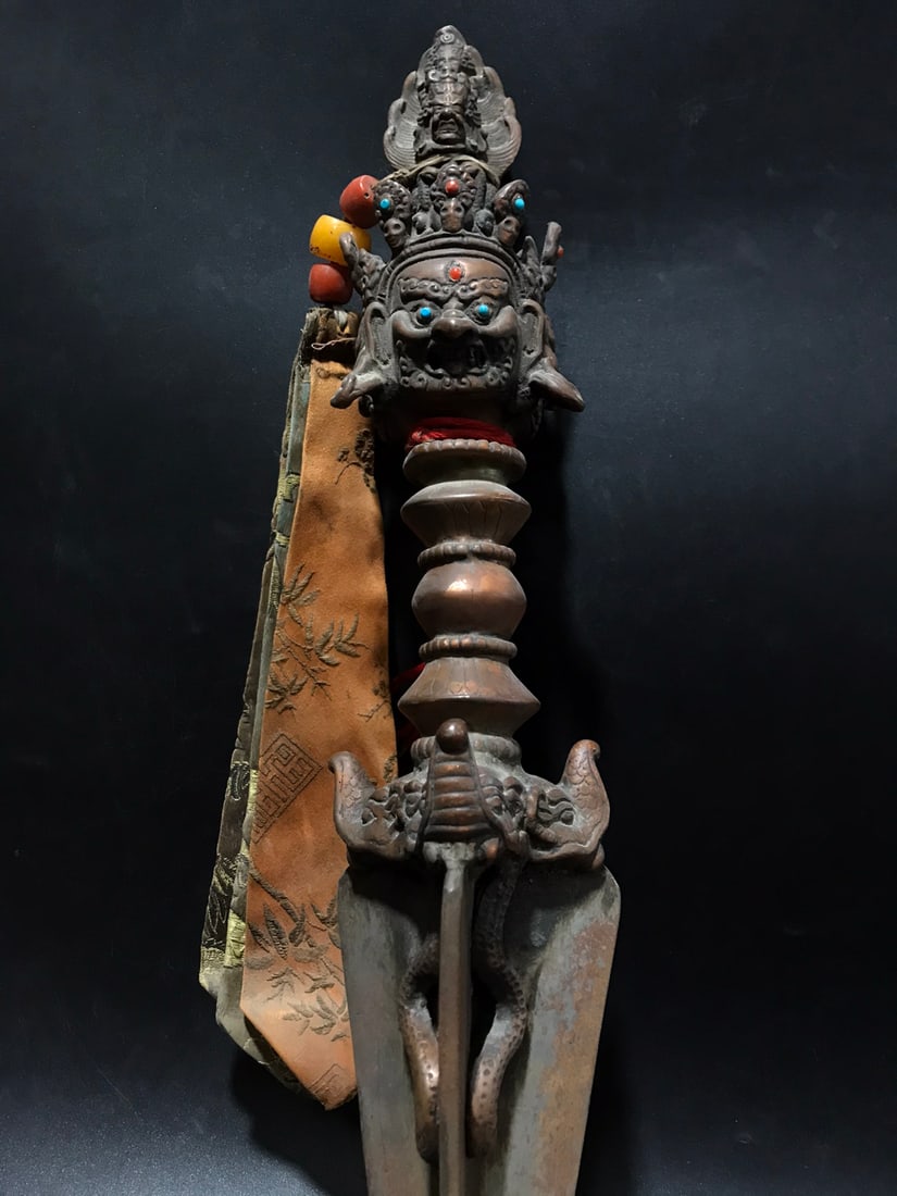 Old Copper Engraved Ritual Object - 10