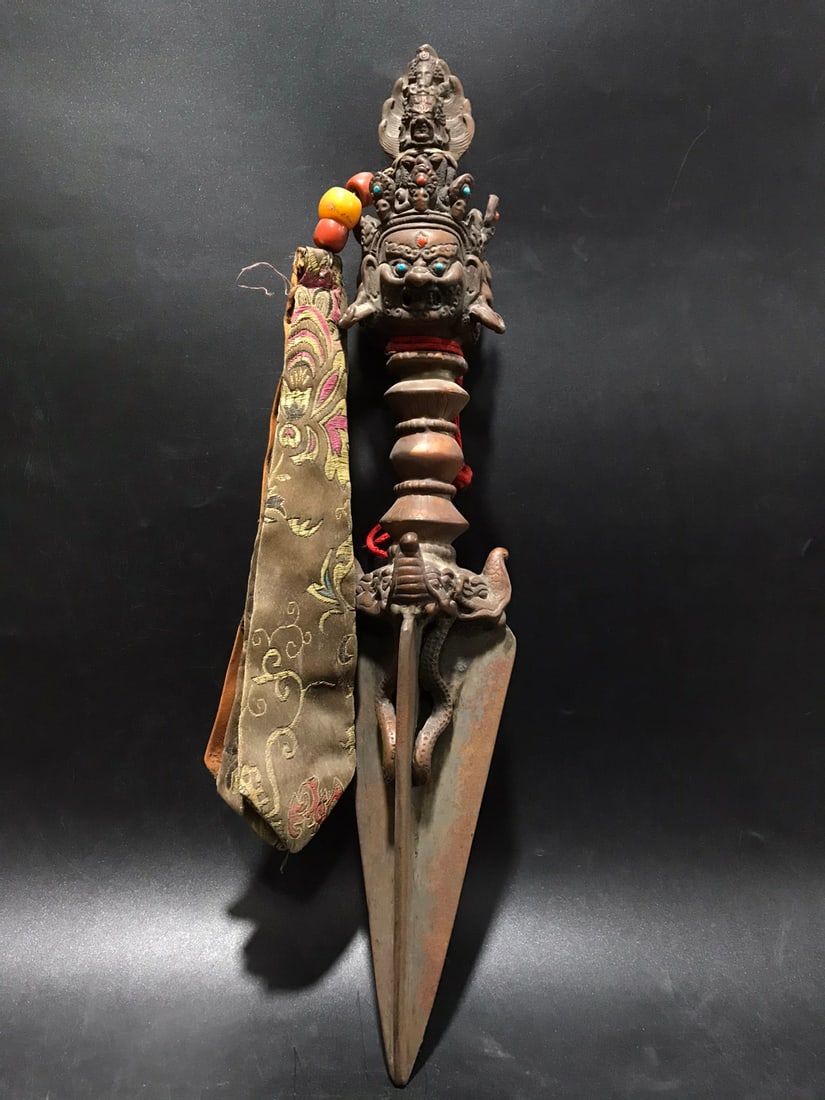 Old Copper Engraved Ritual Object - 2