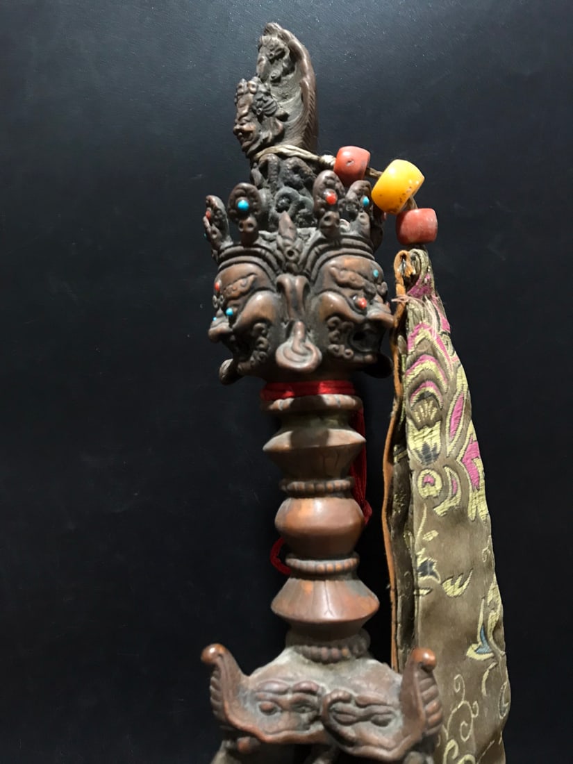 Old Copper Engraved Ritual Object - 6