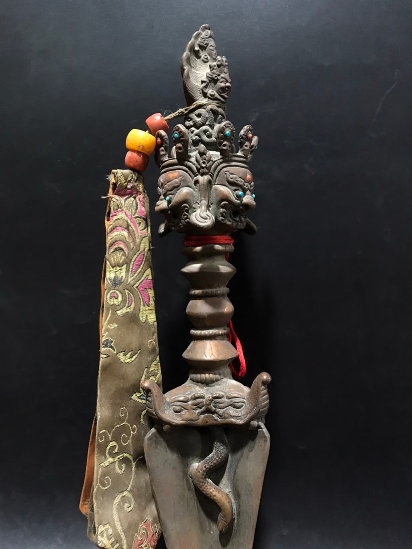 Old Copper Engraved Ritual Object - 7