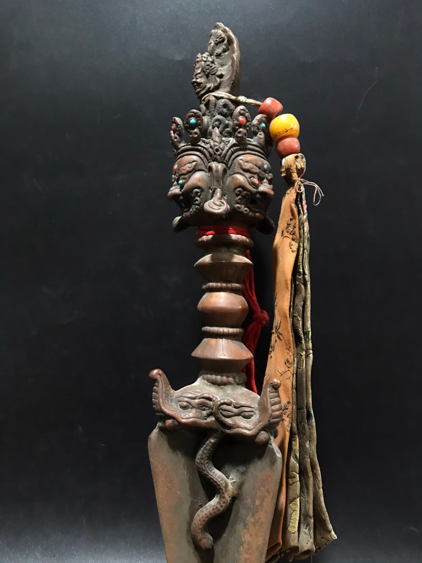 Old Copper Engraved Ritual Object - 8