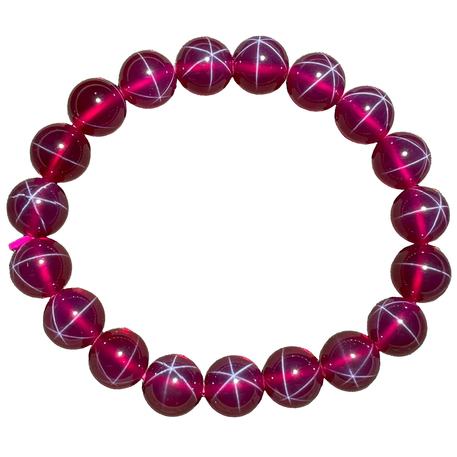 Starry Ruby Bracelet: This starry ruby bracelet is renowned for its unique luster and elegant color, with a hardness of 9, showcasing exceptional durability and value. Each gemstone is evenly arranged, presenting a simple 