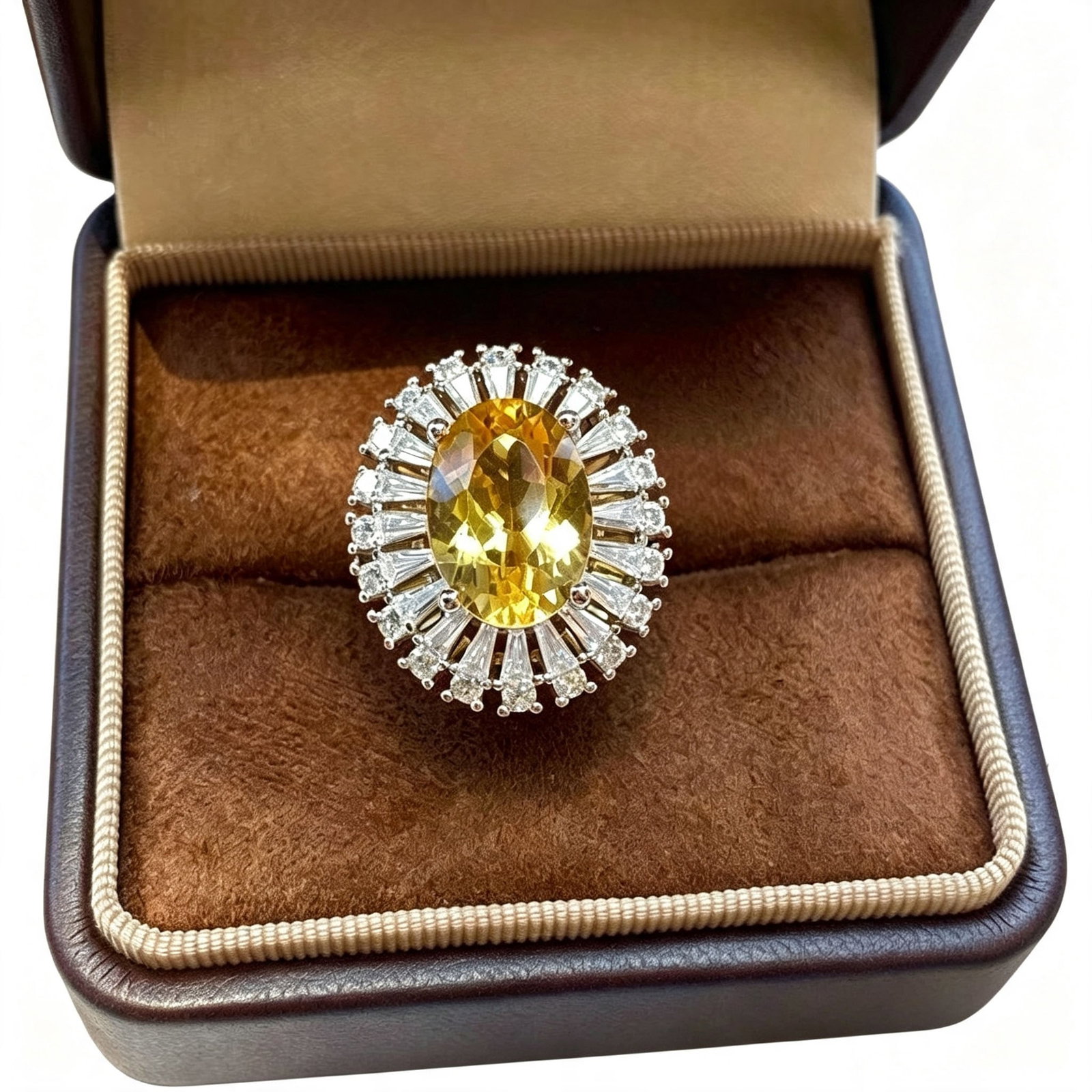 925 Silver Inlaid Natural Yellow Crystal Ring: This ring is meticulously inlaid with natural yellow crystal in 925 silver, presenting a warm glow reminiscent of sunlight, like a small sun in the palm. The unique design showcases the brilliance of 