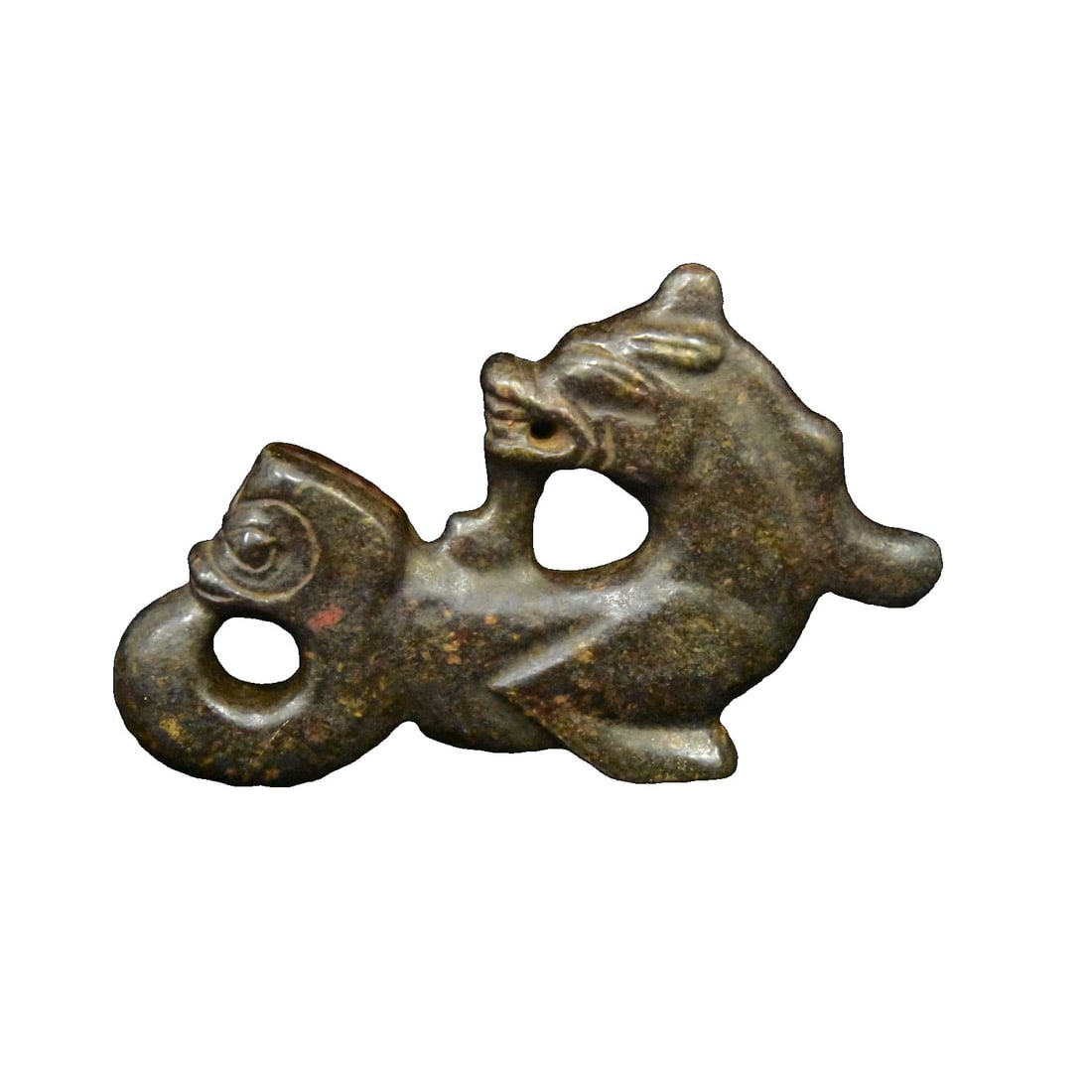 Old Jade Beast 1804g: This old jade beast is exquisitely carved with smooth lines, showcasing the superb craftsmanship of ancient artisans. The jade is warm and lustrous, with a natural color, making it highly valuable
