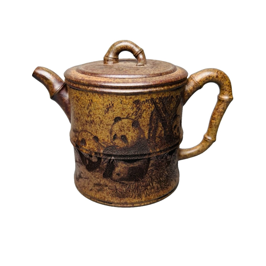 Yixing Zisha Wood-fired Panda Bamboo Knot Teapot 350cc (1 of 10)