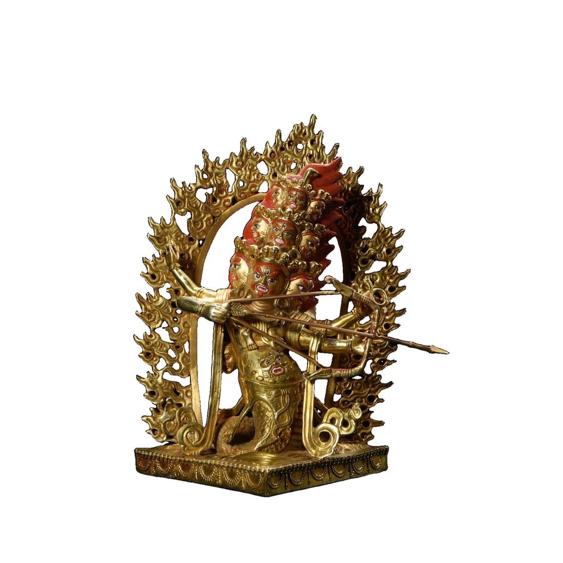 Gilt Bronze Rahu Statue: This gilt bronze Rahu statue is exquisitely crafted with vivid details, showcasing the superb skills of ancient artisans. Its dignified expression and solemn posture make it highly valuable for