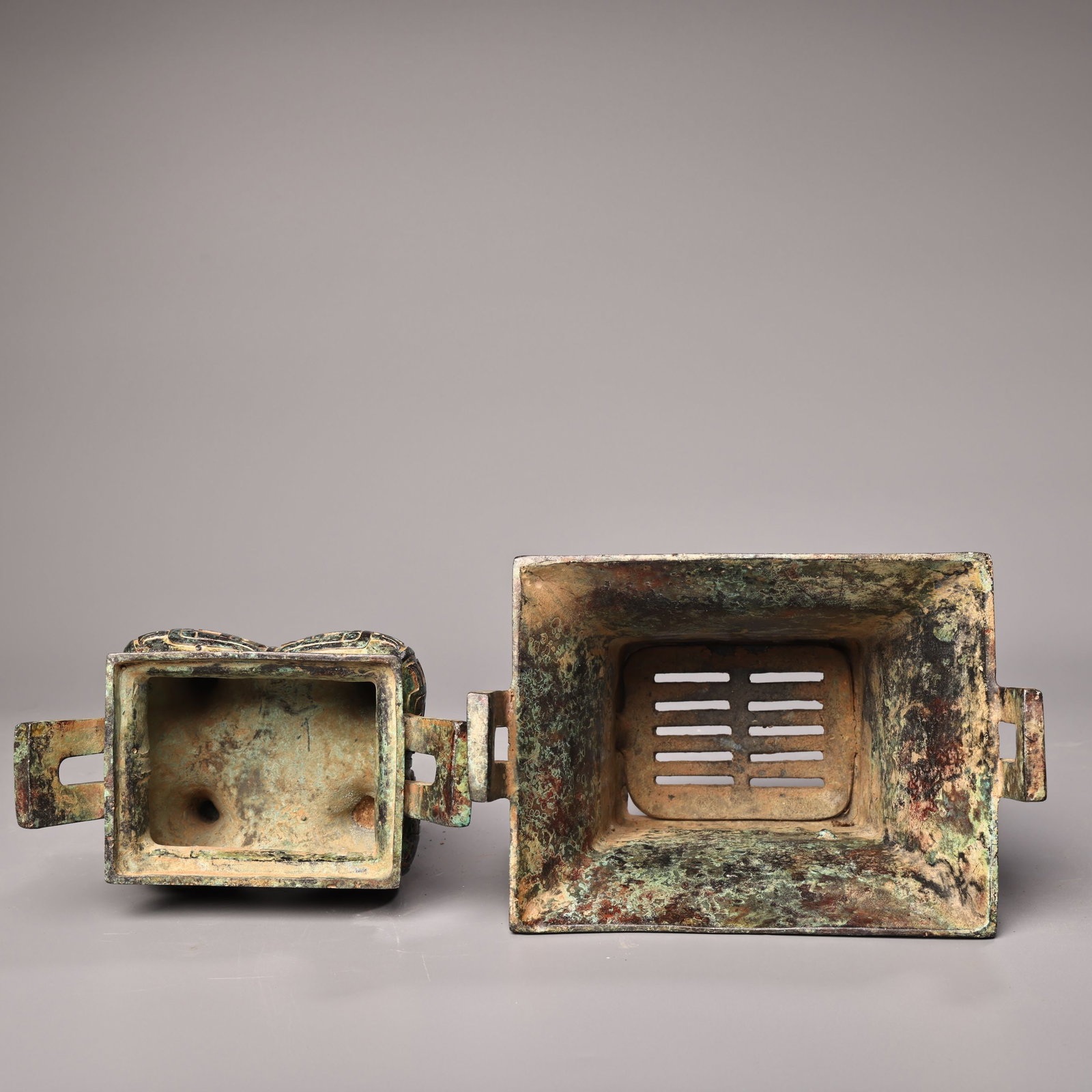 Bronze Double-layer Square Censer - 9