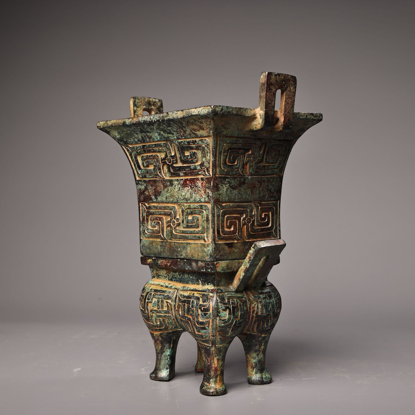 Bronze Double-layer Square Censer - 3