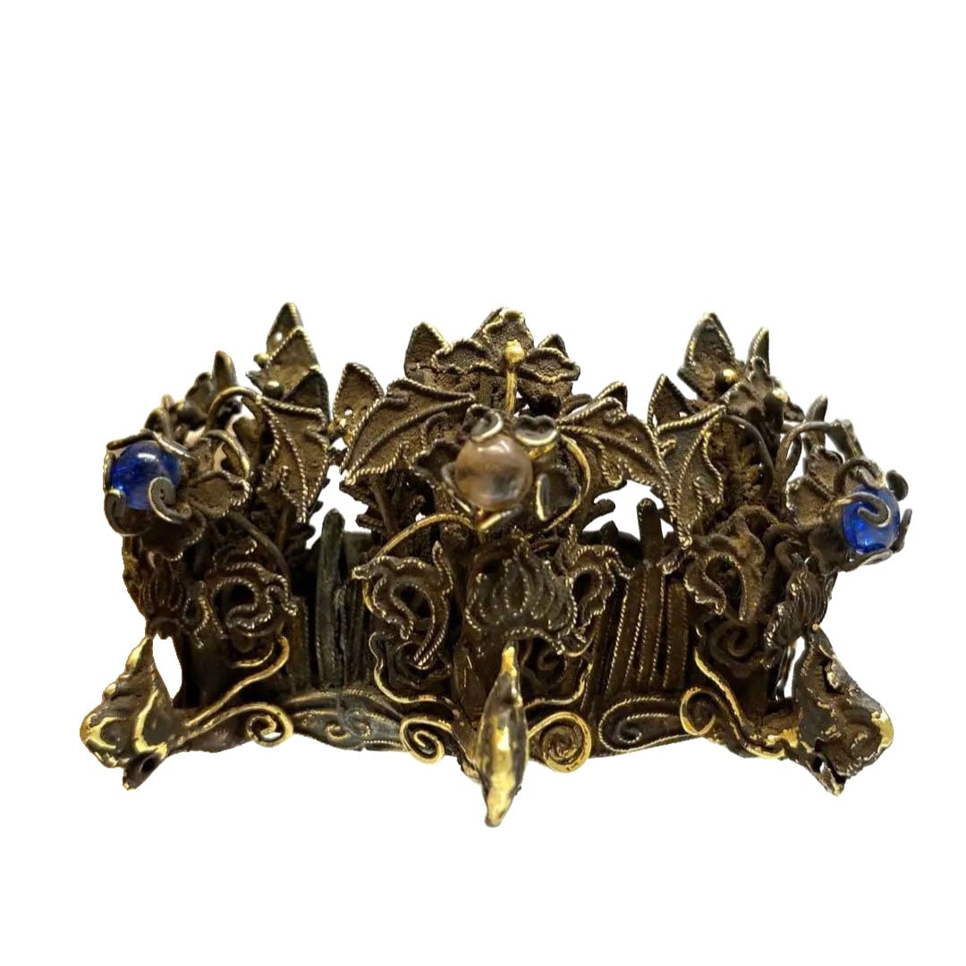 Ancient Gilded Crown with Wooden Box: Ancient Gilded Crown with Wooden Box