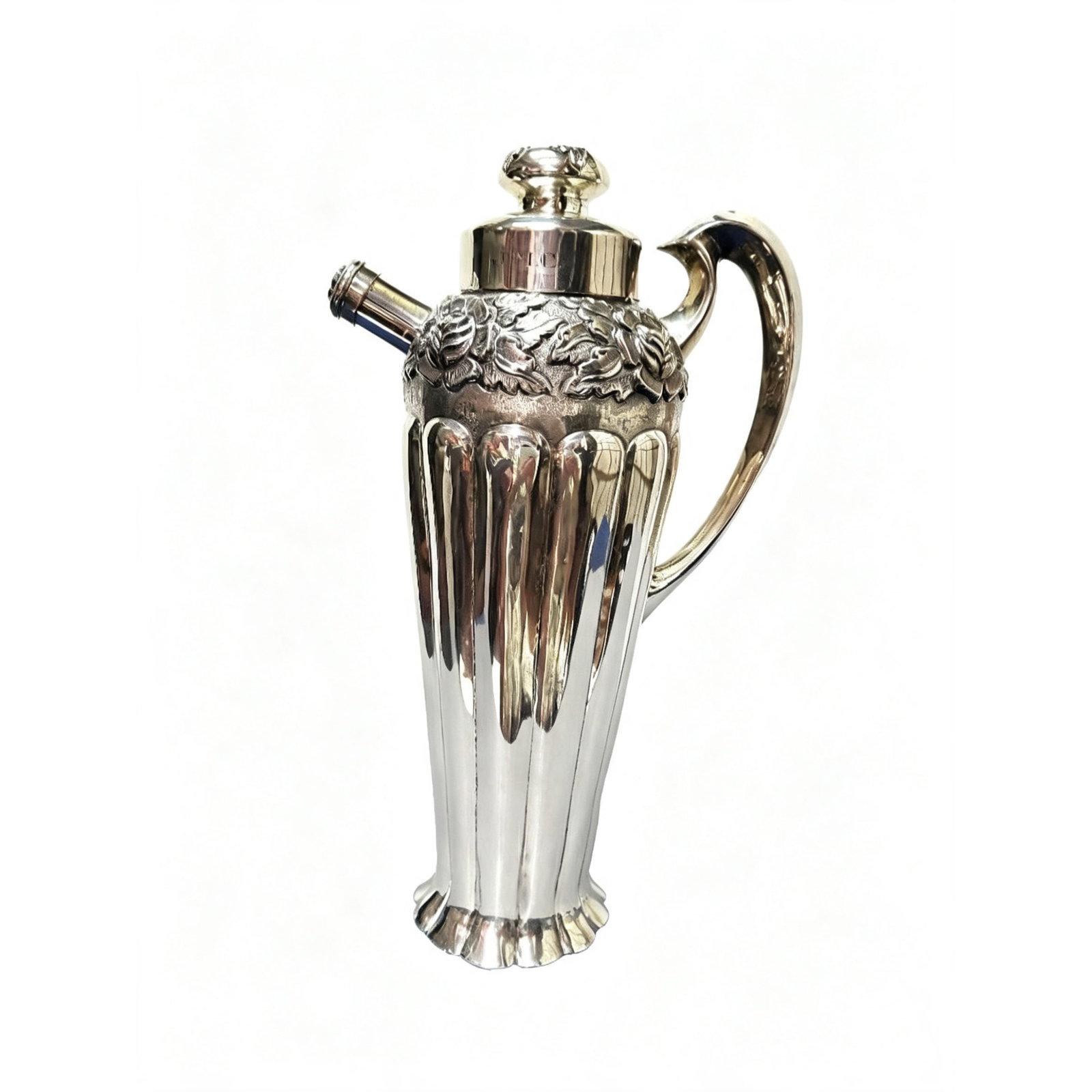 Extra-Large Pure Silver 900 Cocktail Shaker with Rose Relief (1 of 20)
