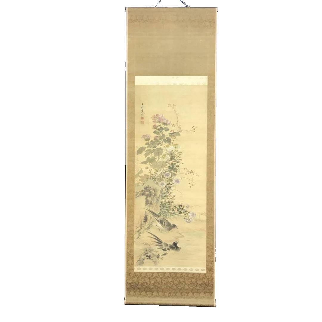 Authentic Work/Yamamoto Baiitsu (Yamamoto Baiitsu)/Gyokusen/Flower and Bird Painting/Hanging Scroll (1 of 11)