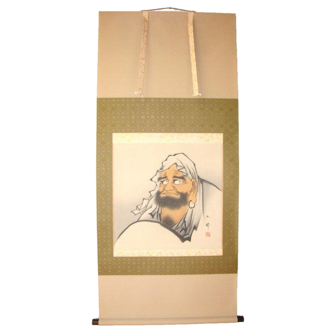 Hanging Scroll of Bodhidharma by Uchida Kofu, with Tomobako and Outer Box Included. (1 of 8)
