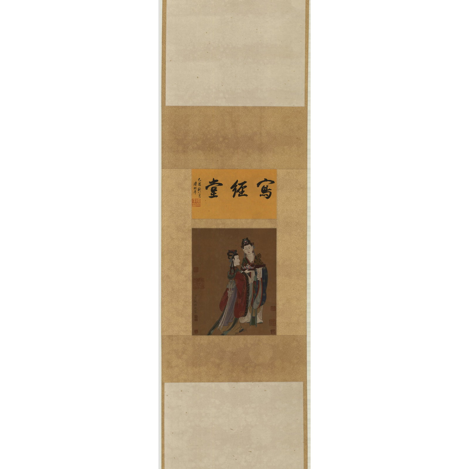Qing Dynasty Silk Scroll with Figure: Ding Guanpeng, a renowned Qing Dynasty painter, is known for his meticulous and detailed style. This silk scroll with a figure showcases his exceptional skill in figure painting, with delicate brushwo