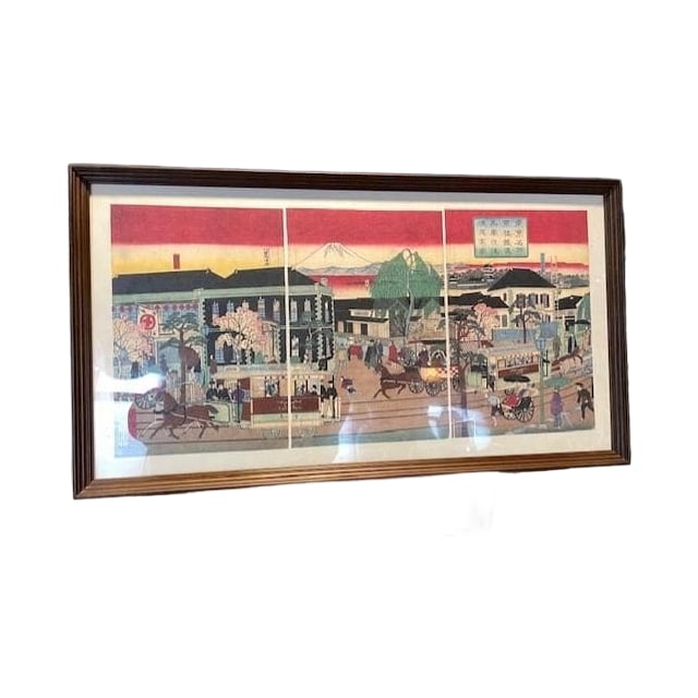 Ukiyo-e with Wooden Frame, Japanese Landscape (1 of 8)