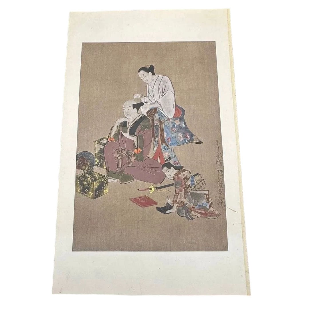 Kitagawa Utamaro, "Kamiyui" (Hairdressing), woodblock print.: Ukiyo-e Collection "Portrait of a Noblewoman Having Her Hair Styled" by Kitagawa Utamaro (Kitagawa Utamaro) Woodblock Print An emotionally rich woodblock print by Kitagawa Utamaro (Kitagawa Utamaro), 