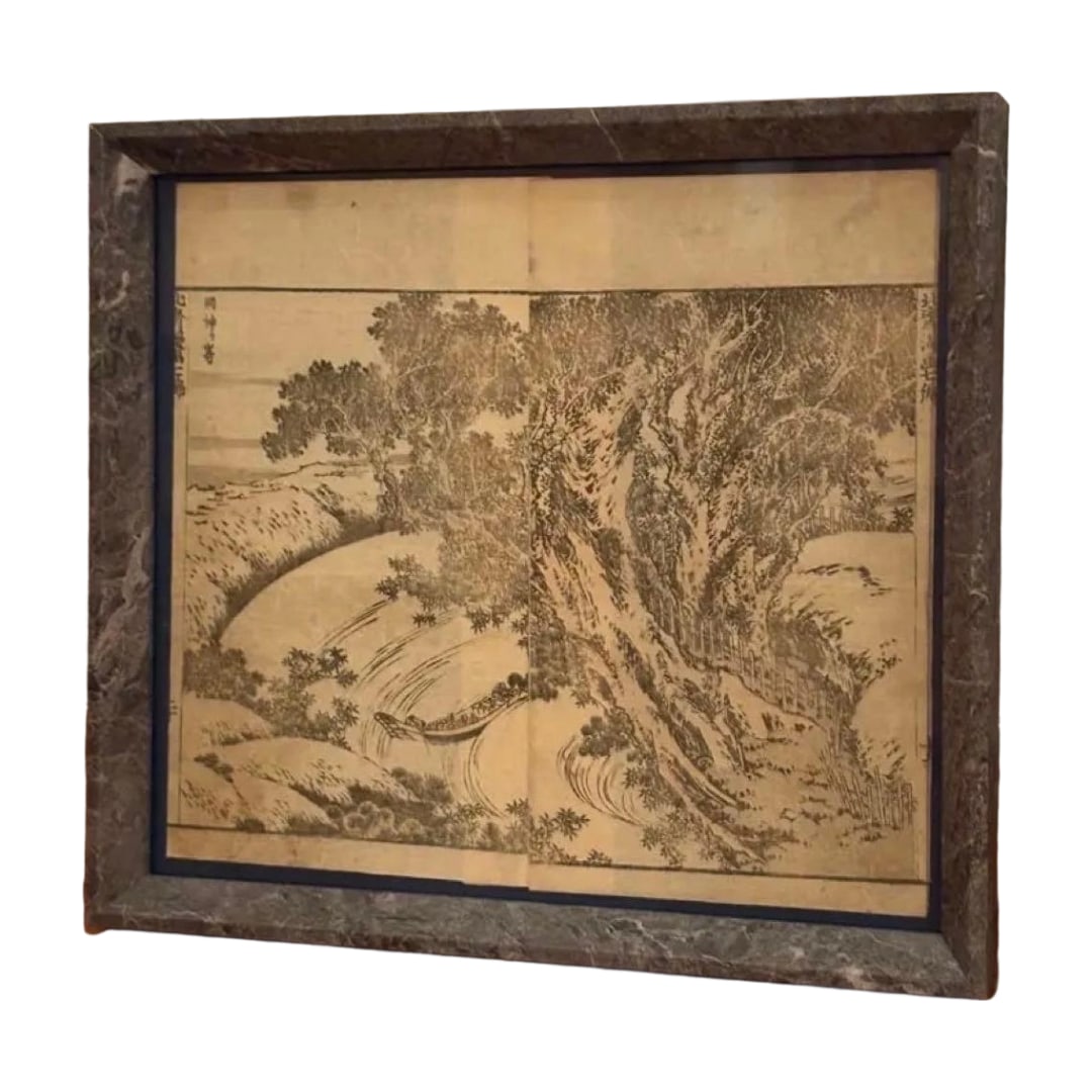 Authentic Edo Period Ukiyo-e "Sagami: The God of the Shrine" (Katsushika Hokusai): Authentic Edo Period Ukiyo-e "Sagami: Kami no Yori" (Katsushika Hokusai) This is a work by Katsushika Hokusai, belonging to the Edo period, mounted in a simple wooden frame with glass, sized like a sh