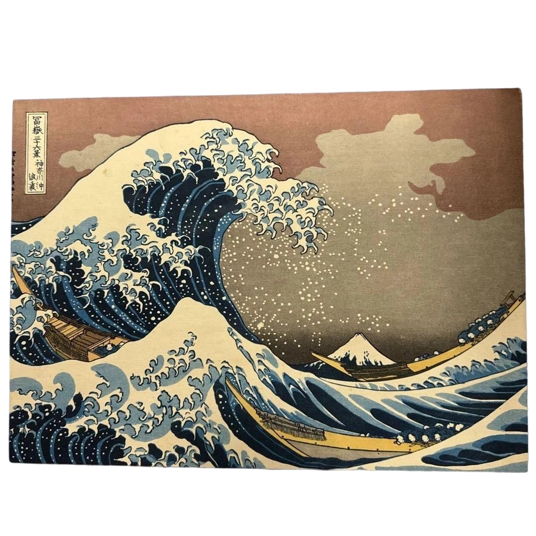 Katsushika Hokusai "Thirty-Six Views of Mount Fuji: The Great Wave off Kanagawa" Size F4: Katsushika Hokusai, "The Great Wave off Kanagawa" from "Thirty-six Views of Mount Fuji," F4 Size This is a renowned ukiyo-e print by Katsushika Hokusai, titled "The Great Wave off Kanagawa," notable f