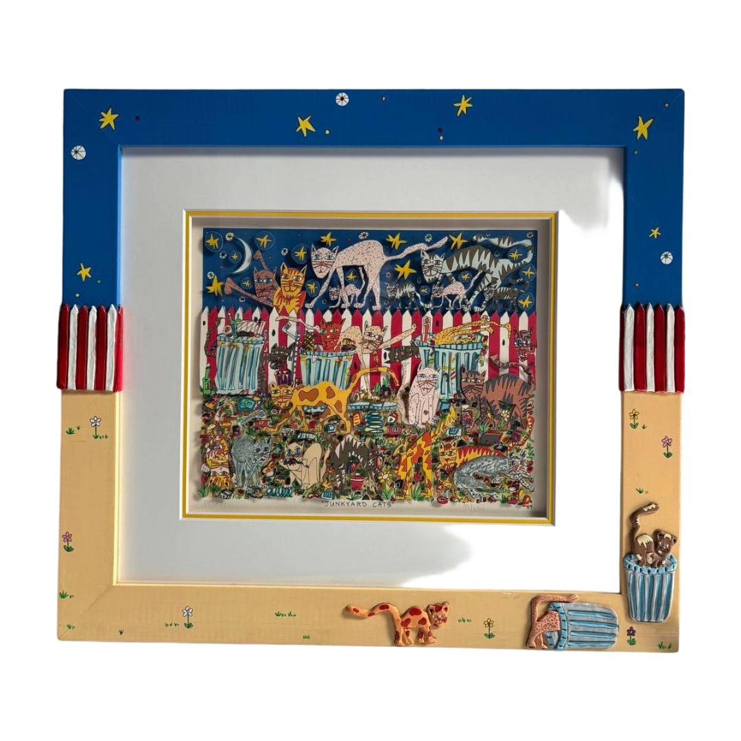 James Rizzi "JUNKYARD CATS" 3D Silkscreen Print, Framed (1 of 20)