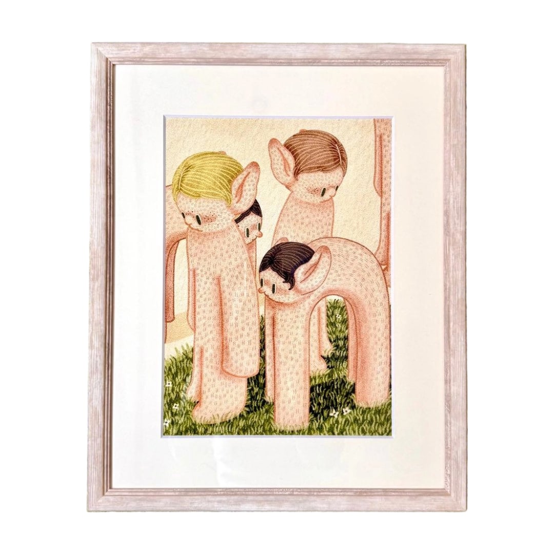 Giclee print, signed by Kaoruko Negishi, with string attached, framed.: This piece features a unified palette of soft tones, making it easy to integrate into any room and serve as an accent piece. Technique: Digital Giclee Dimensions: 443mm x 352mm Signed on the reverse O