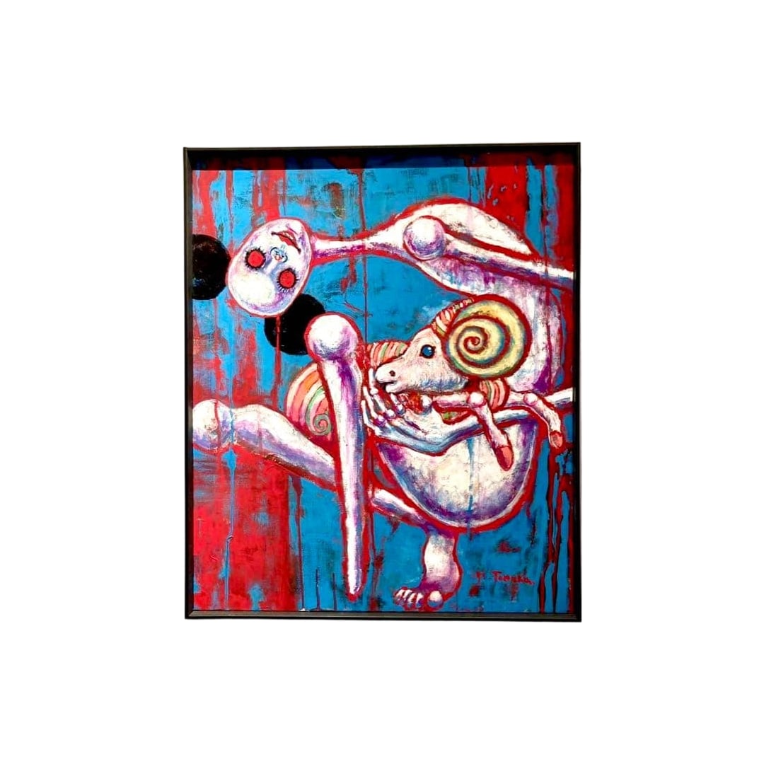 Canvas Painting, Original Work, Authentic Piece, Size 20, Award-Winning Work: Oil Painting Work, Original Painting, Authentic Piece, Size 20 "Lost Lamb" 720mm x 650mm, Size 20 Canvas Accompanied by a Simple Black Frame November 2024 Selected for the French Salon Exhibition A wo