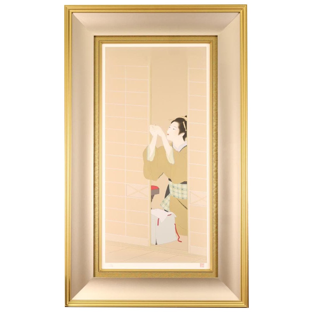 Uemura Shoen, "Yugure" (Dusk), 10/180, Silkscreen Print: Uemura Shoen, Yugure, 10/180, Silkscreen Print This work is a silkscreen print titled "Yugure" by Uemura Shoen, supervised by Uemura Atsushi. The dimensions of the artwork are approximately 30.6 cm in
